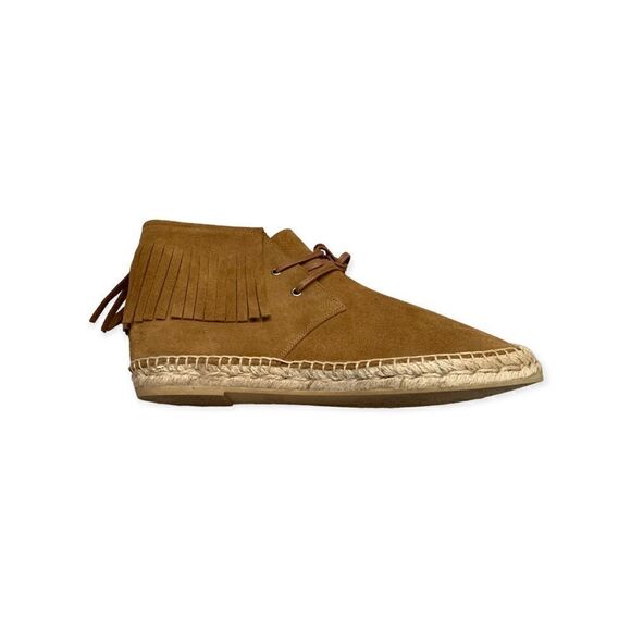 YSL, Saint Laurent, Suede Fringe Trim Accent Loafers Espadrilles, Like New - Picture 6 of 7